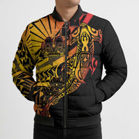 Gradient Marquesas Islands Bomber Puffer Jacket Marquesan Matatiki Hammerhead Shark Patutiki - Polynesian Pride