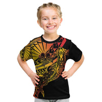 Gradient Marquesas Islands Kid T Shirt Marquesan Matatiki Hammerhead Shark Patutiki - Polynesian Pride