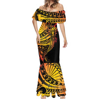 Gradient Marquesas Islands Mermaid Dress Marquesan Matatiki Hammerhead Shark Patutiki - Polynesian Pride