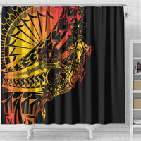 Gradient Marquesas Islands Shower Curtain Marquesan Matatiki Hammerhead Shark Patutiki - Polynesian Pride