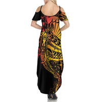 Gradient Marquesas Islands Summer Maxi Dress Marquesan Matatiki Hammerhead Shark Patutiki - Polynesian Pride