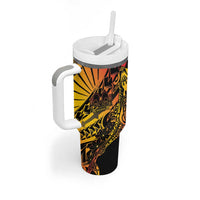 Gradient Marquesas Islands Tumbler With Handle Marquesan Matatiki Hammerhead Shark Patutiki - Polynesian Pride
