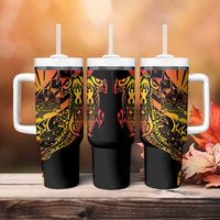 Gradient Marquesas Islands Tumbler With Handle Marquesan Matatiki Hammerhead Shark Patutiki - Polynesian Pride