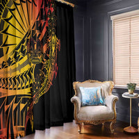 Gradient Marquesas Islands Window Curtain Marquesan Matatiki Hammerhead Shark Patutiki - Polynesian Pride