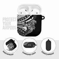 Black White Marquesas Islands AirPods Case Marquesan Matatiki Hammerhead Shark Patutiki - Polynesian Pride