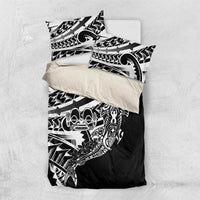 Black White Marquesas Islands Bedding Set Marquesan Matatiki Hammerhead Shark Patutiki - Polynesian Pride