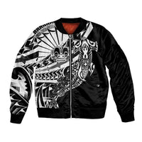 Black White Marquesas Islands Bomber Jacket Marquesan Matatiki Hammerhead Shark Patutiki - Polynesian Pride