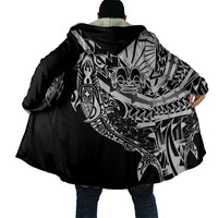 Black White Marquesas Islands Cloak Marquesan Matatiki Hammerhead Shark Patutiki - Polynesian Pride