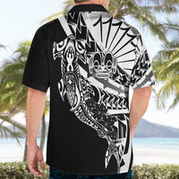 Black White Marquesas Islands Hawaiian Shirt Marquesan Matatiki Hammerhead Shark Patutiki - Polynesian Pride