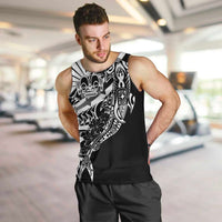 Black White Marquesas Islands Men Tank Top Marquesan Matatiki Hammerhead Shark Patutiki - Polynesian Pride