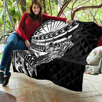 Black White Marquesas Islands Quilt Marquesan Matatiki Hammerhead Shark Patutiki - Polynesian Pride