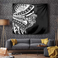 Black White Marquesas Islands Tapestry Marquesan Matatiki Hammerhead Shark Patutiki - Polynesian Pride
