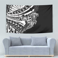 Black White Marquesas Islands Tapestry Marquesan Matatiki Hammerhead Shark Patutiki - Polynesian Pride