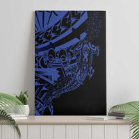 Blue Marquesas Islands Canvas Wall Art Marquesan Matatiki Hammerhead Shark Patutiki - Polynesian Pride