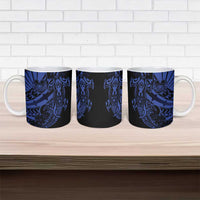 Blue Marquesas Islands Ceramic Mug Marquesan Matatiki Hammerhead Shark Patutiki - Polynesian Pride