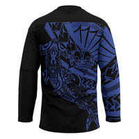 Blue Marquesas Islands Hockey Jersey Marquesan Matatiki Hammerhead Shark Patutiki - Polynesian Pride