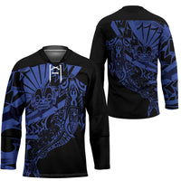 Blue Marquesas Islands Hockey Jersey Marquesan Matatiki Hammerhead Shark Patutiki - Polynesian Pride