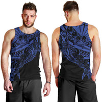 Blue Marquesas Islands Men Tank Top Marquesan Matatiki Hammerhead Shark Patutiki - Polynesian Pride