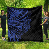 Blue Marquesas Islands Quilt Marquesan Matatiki Hammerhead Shark Patutiki - Polynesian Pride