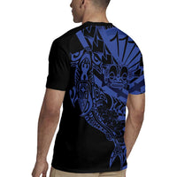 Blue Marquesas Islands Rugby Jersey Marquesan Matatiki Hammerhead Shark Patutiki - Polynesian Pride