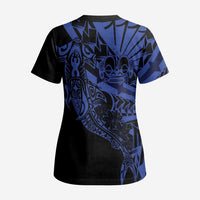 Blue Marquesas Islands Scrub Top Marquesan Matatiki Hammerhead Shark Patutiki - Polynesian Pride