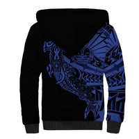 Blue Marquesas Islands Sherpa Hoodie Marquesan Matatiki Hammerhead Shark Patutiki - Polynesian Pride