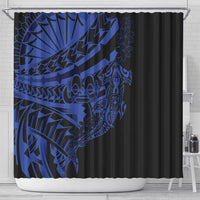 Blue Marquesas Islands Shower Curtain Marquesan Matatiki Hammerhead Shark Patutiki - Polynesian Pride