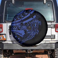 Blue Marquesas Islands Spare Tire Cover Marquesan Matatiki Hammerhead Shark Patutiki - Polynesian Pride