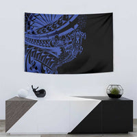 Blue Marquesas Islands Tapestry Marquesan Matatiki Hammerhead Shark Patutiki - Polynesian Pride