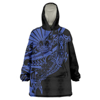 Blue Marquesas Islands Wearable Blanket Hoodie Marquesan Matatiki Hammerhead Shark Patutiki - Polynesian Pride
