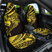 Yellow Marquesas Islands Car Seat Cover Marquesan Matatiki Hammerhead Shark Patutiki - Polynesian Pride