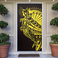 Yellow Marquesas Islands Door Cover Marquesan Matatiki Hammerhead Shark Patutiki - Polynesian Pride