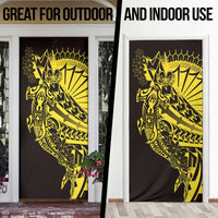 Yellow Marquesas Islands Door Cover Marquesan Matatiki Hammerhead Shark Patutiki - Polynesian Pride