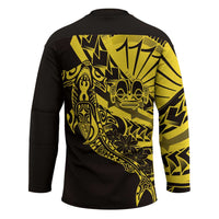 Yellow Marquesas Islands Hockey Jersey Marquesan Matatiki Hammerhead Shark Patutiki - Polynesian Pride