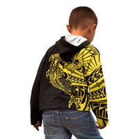 Yellow Marquesas Islands Kid Hoodie Marquesan Matatiki Hammerhead Shark Patutiki - Polynesian Pride
