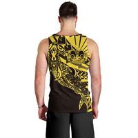 Yellow Marquesas Islands Men Tank Top Marquesan Matatiki Hammerhead Shark Patutiki - Polynesian Pride