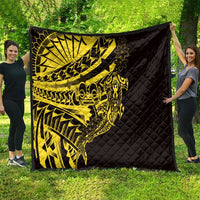 Yellow Marquesas Islands Quilt Marquesan Matatiki Hammerhead Shark Patutiki - Polynesian Pride