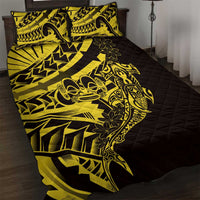 Yellow Marquesas Islands Quilt Bed Set Marquesan Matatiki Hammerhead Shark Patutiki - Polynesian Pride