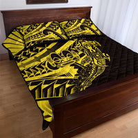 Yellow Marquesas Islands Quilt Bed Set Marquesan Matatiki Hammerhead Shark Patutiki - Polynesian Pride