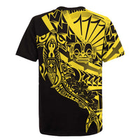 Yellow Marquesas Islands Rugby Jersey Marquesan Matatiki Hammerhead Shark Patutiki - Polynesian Pride