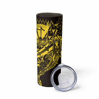 Yellow Marquesas Islands Skinny Tumbler Marquesan Matatiki Hammerhead Shark Patutiki - Polynesian Pride
