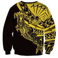 Yellow Marquesas Islands Sweatshirt Marquesan Matatiki Hammerhead Shark Patutiki - Polynesian Pride