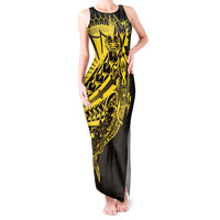 Yellow Marquesas Islands Tank Maxi Dress Marquesan Matatiki Hammerhead Shark Patutiki - Polynesian Pride