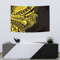 Yellow Marquesas Islands Tapestry Marquesan Matatiki Hammerhead Shark Patutiki - Polynesian Pride