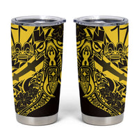 Yellow Marquesas Islands Tumbler Cup Marquesan Matatiki Hammerhead Shark Patutiki - Polynesian Pride
