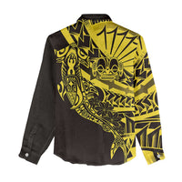 Yellow Marquesas Islands Women Casual Shirt Marquesan Matatiki Hammerhead Shark Patutiki - Polynesian Pride