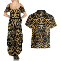 Austral Islands Couples Matching Summer Maxi Dress and Hawaiian Shirt Tuhaa Pae Penu Stars Necklace Gold LT14 - Polynesian Pride