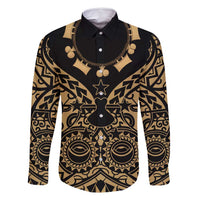 Austral Islands Family Matching Tank Maxi Dress and Hawaiian Shirt Tuhaa Pae Penu Stars Necklace Gold LT14 Dad's Shirt - Long Sleeve Gold - Polynesian Pride