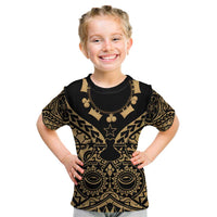 Austral Islands Kid T Shirt Tuhaa Pae Penu Stars Necklace Gold - Polynesian Pride
