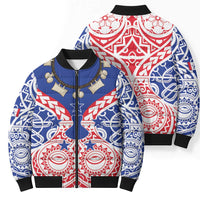 Austral Islands Bomber Puffer Jacket Tuhaa Pae Penu Stars Necklace Red - Polynesian Pride